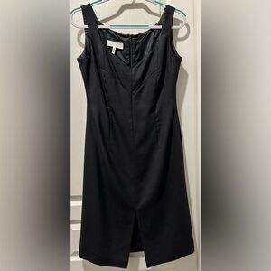 Escada Sleeveless LBD Wool/Silk Blend Sheath Dress Sweetheart Neck Front V Skirt